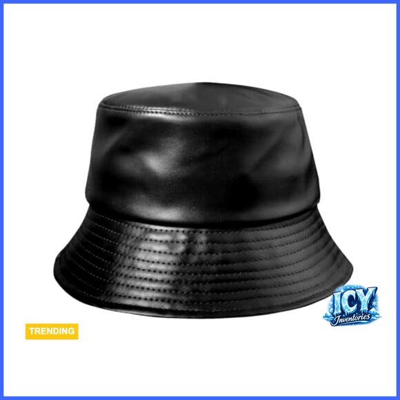 Adjustable PU Leather Bucket Hat for Women Men, Foldable Fishing Hiking Outdoor main image 4